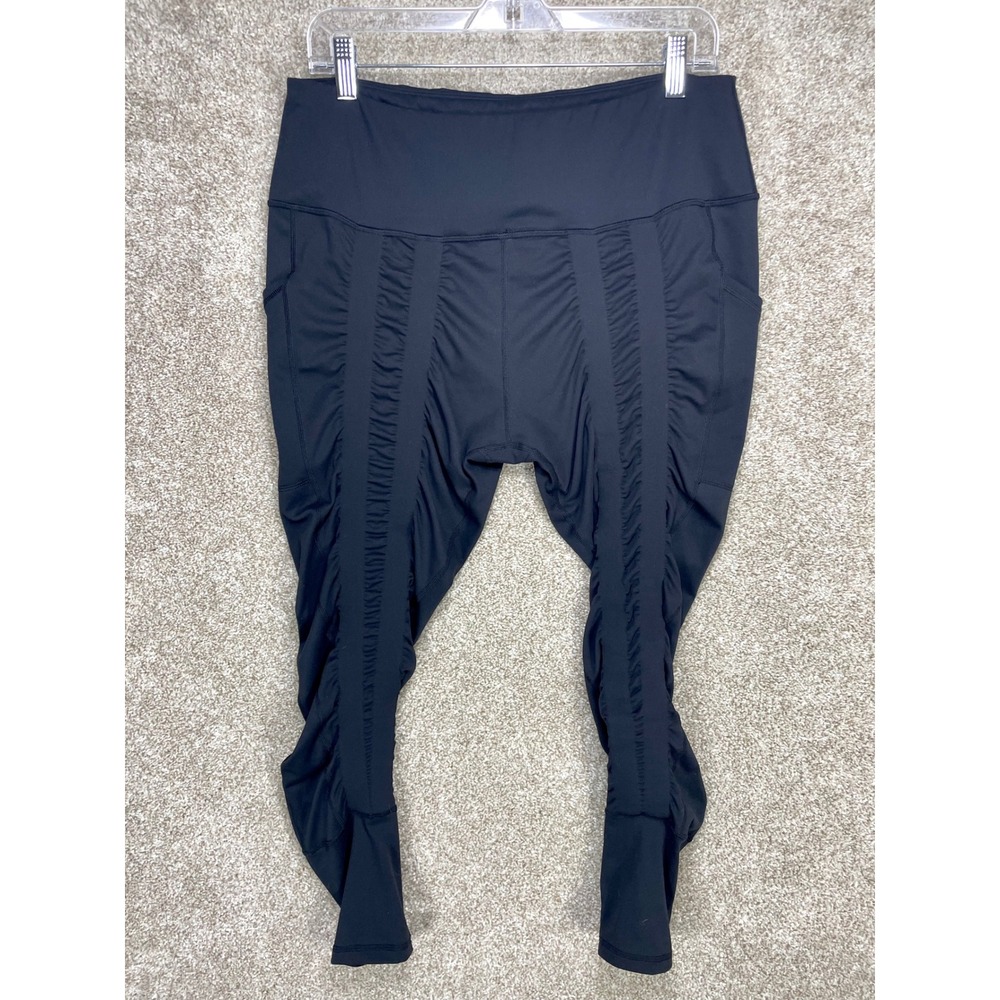 Sweetflexx Resistance Band High Rise Leggings Womens 14 Black Side Pockets Gym